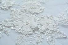 Load image into Gallery viewer, Ivory Bridal Beaded Lace with 3D Appliques

