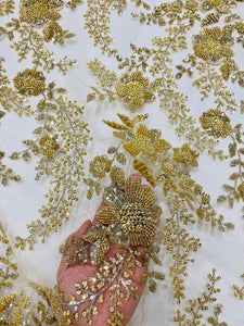 Floral Gold Beaded Lace