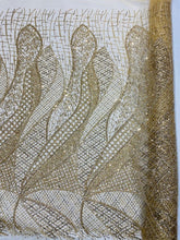 Load image into Gallery viewer, Swirl Gold Beaded Lace

