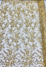 Load image into Gallery viewer, Floral Gold Beaded Lace
