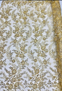 Floral Gold Beaded Lace