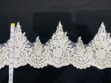 Load image into Gallery viewer, Beaded Bridal Lace Trim 9&quot;
