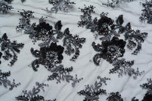 Load image into Gallery viewer, Charcoal Embroidery Silvery Slate Gray Beaded Lace
