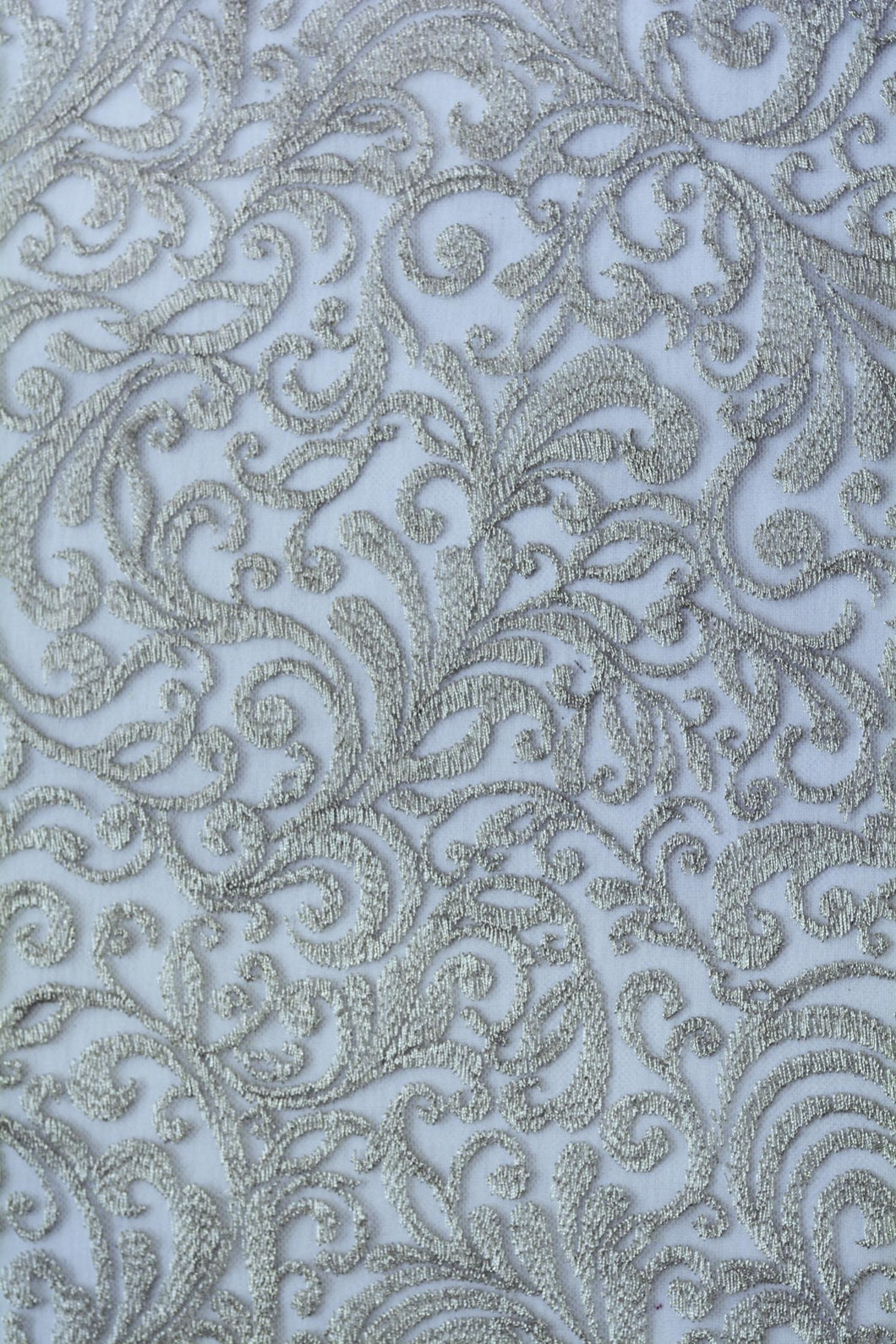 Swirling Quill Grey Embroidery Lace