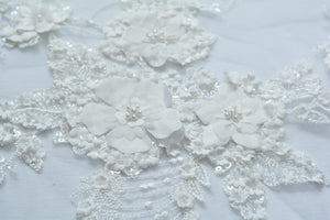 Ivory Bridal Beaded Lace with 3D Appliques