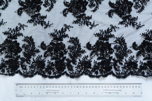 Scale Black Beaded Blossom Lace