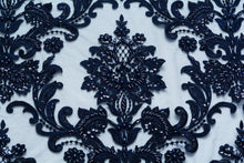 Load image into Gallery viewer, Cloud Burst Blue Damask Design Lace
