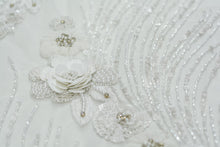 Load image into Gallery viewer, Hand-Beaded White Lace Flower Blossoms
