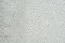 Load image into Gallery viewer, Silvery Beaded Lace with Large Damask Design
