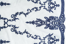 Load image into Gallery viewer, Embroidery Tulle with Azure Blue Damask Design

