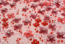 Load image into Gallery viewer, Hand-beaded Flush Mahogany Red Tulle
