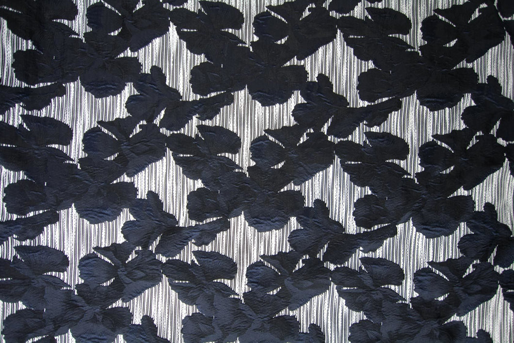 Comet  Blue and Black Floral on Stripe