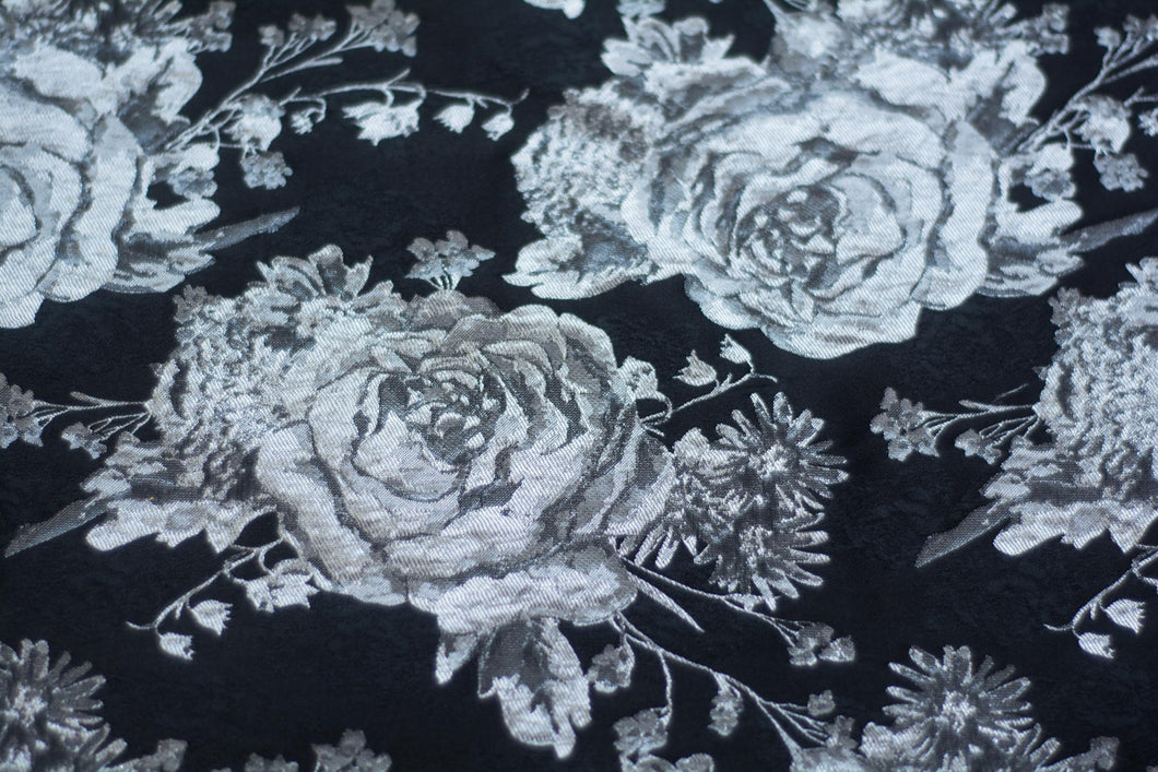 Aluminum Silver Rose Blossoms on Black