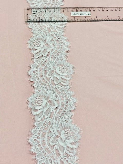 Corded Bridal Lace Trim with Rose Design